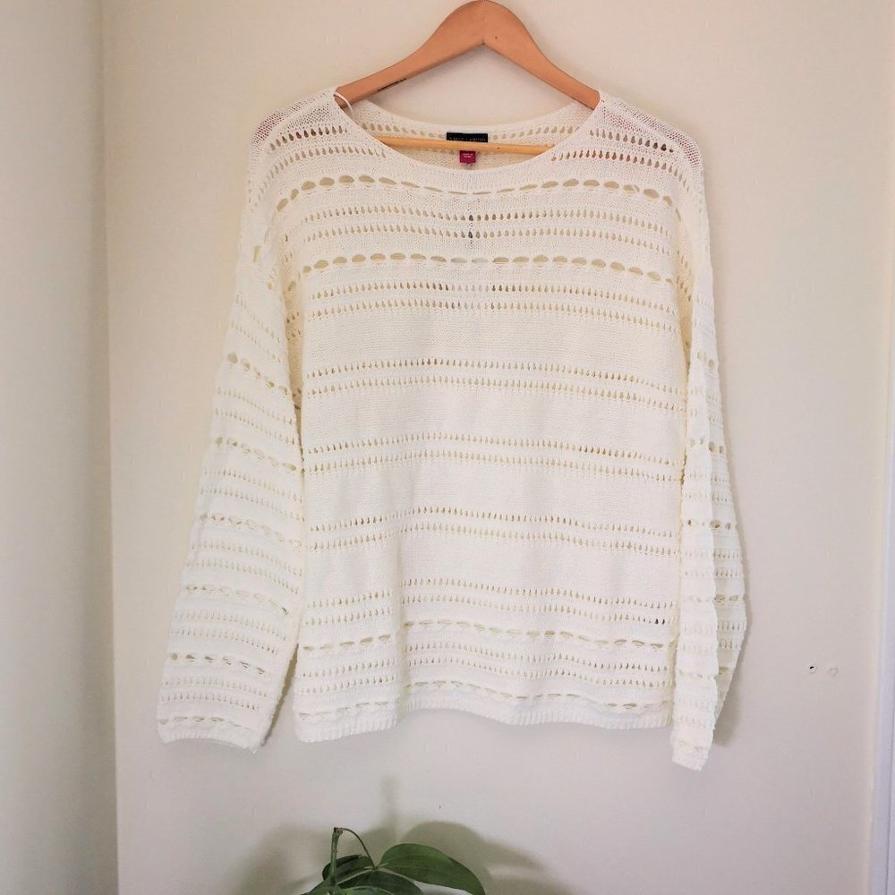 Vince Camuto Women's Crochet Sweater White Size L